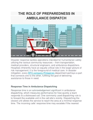 the role of preparedness in ambulance dispatch