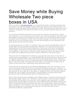 save money while buying wholesale two piece boxes
