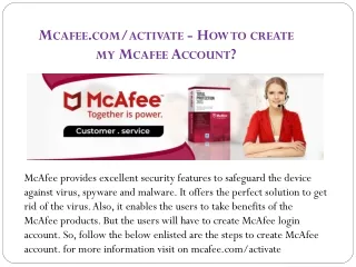 mcafee com activate how to create my mcafee