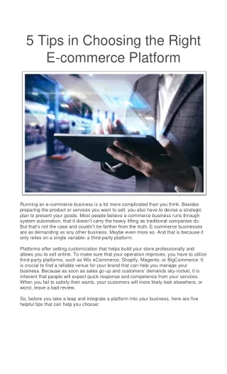 5 tips in choosing the right e commerce platform