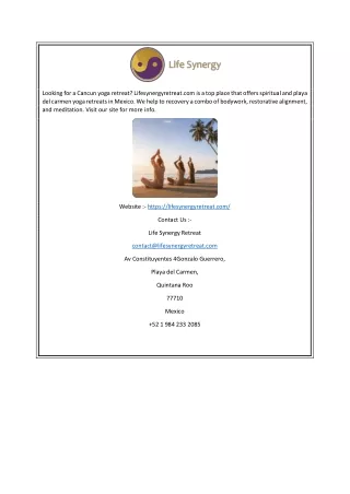 Cancun Yoga Retreat | Lifesynergyretreat.com