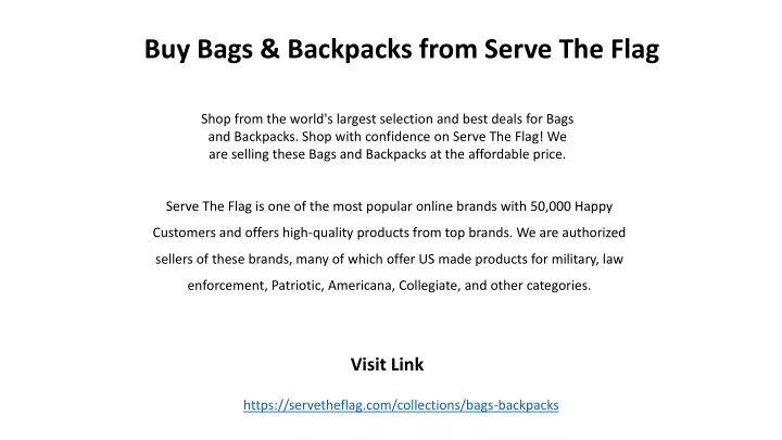 buy bags backpacks from serve the flag