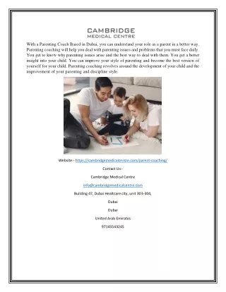 Parenting Coach Based in Dubai | Cambridgemedicalcentre.com