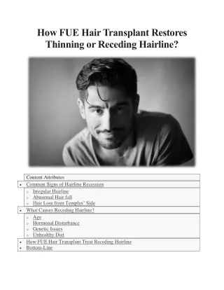 How FUE Hair Transplant Restores Thinning or Receding Hairline?
