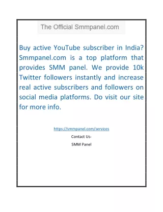 buy active youtube subscriber in india smmpanel