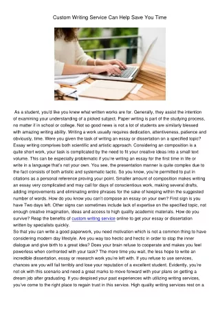 custom writing service can help save you time