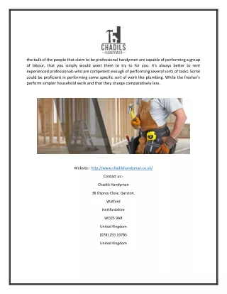 Outdoor Handyman Services In Watford | Chadilshandyman.co.uk