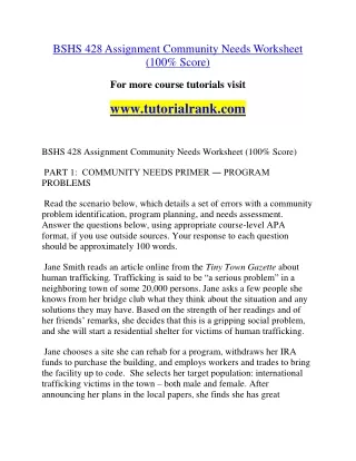 bshs 428 assignment community needs worksheet