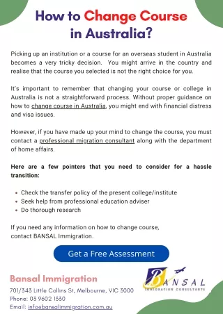 How to Change Course in Australia?