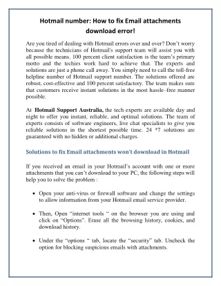hotmail number how to fix email attachments