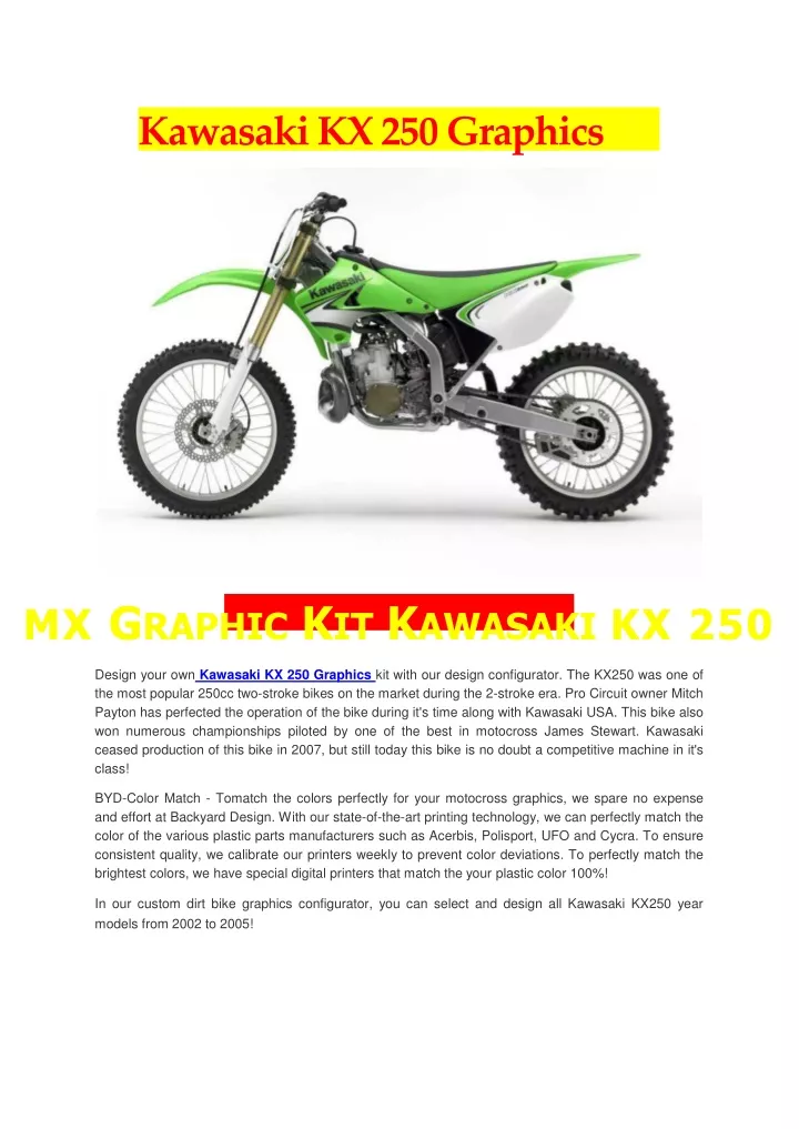 kawasaki kx 250 graphics