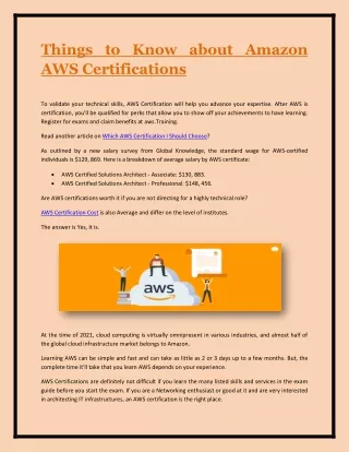 things to know about amazon aws certifications