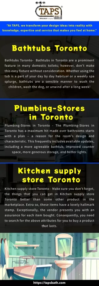 Kitchen Supply Store | Bathtubs | Plumbing-Stores in Toronto