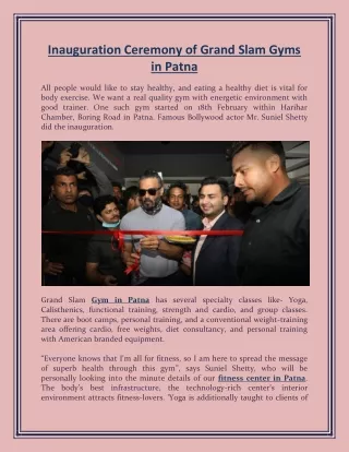 Inauguration Ceremony of Grand Slam Gyms in Patna