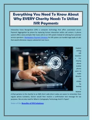 Everything You Need To Know About Why Every Charity Needs To Utilize IVR Payments