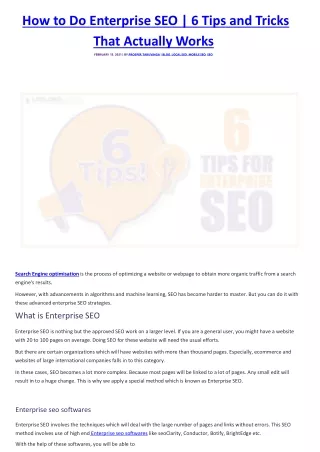 How to Do Enterprise SEO | 6 Tips and Tricks That Actually Works