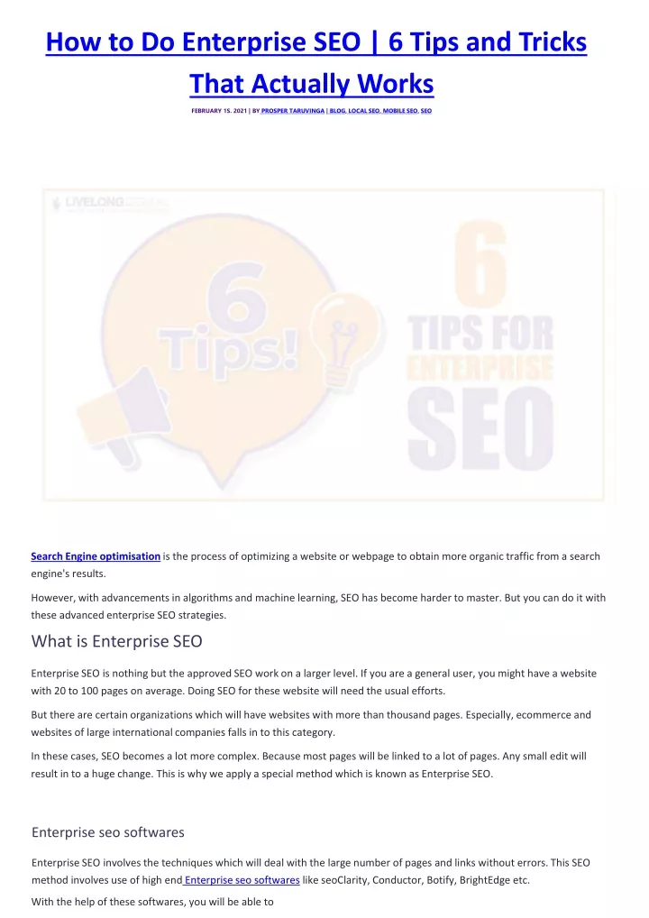 how to do enterprise seo 6 tips and tricks that