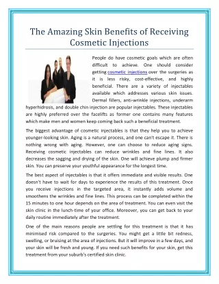 The Amazing Skin Benefits of Receiving Cosmetic Injections