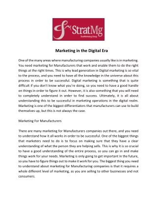 marketing in the digital era
