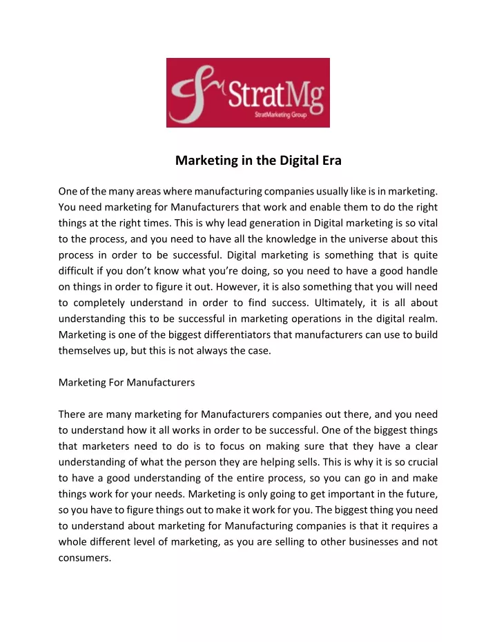 marketing in the digital era