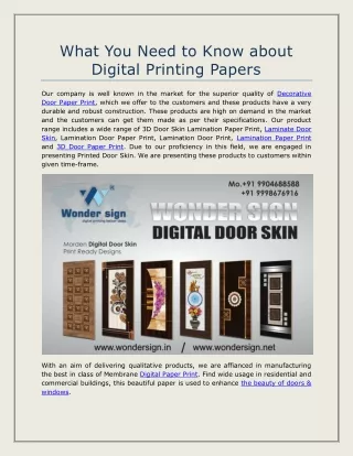 What You Need to Know about Digital Printing Papers