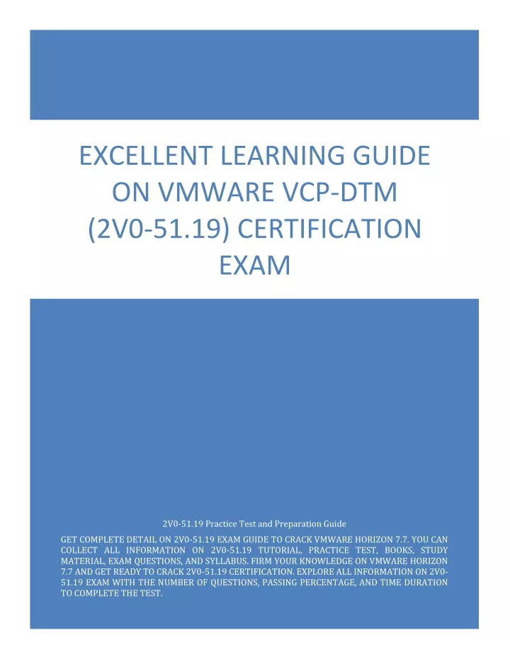 PPT - Excellent Learning Guide On VMware VCP-DTM (2V0-51.19 ...