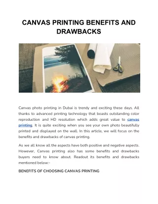 CANVAS PRINTING BENEFITS AND DRAWBACKS