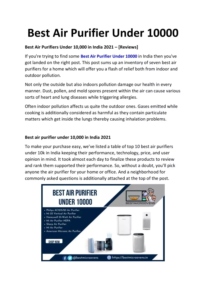 best air purifier under 10000