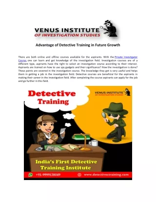 Advantage of Detective Training in Future Growth