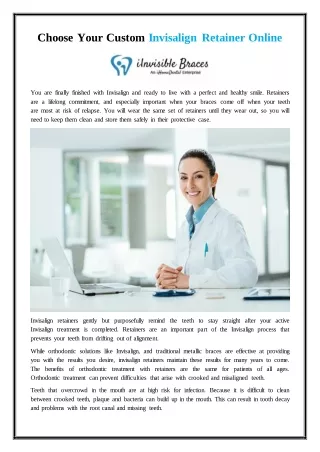 choose your custom invisalign retainer online