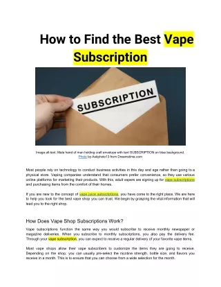 How to Find the Best Vape Subscription