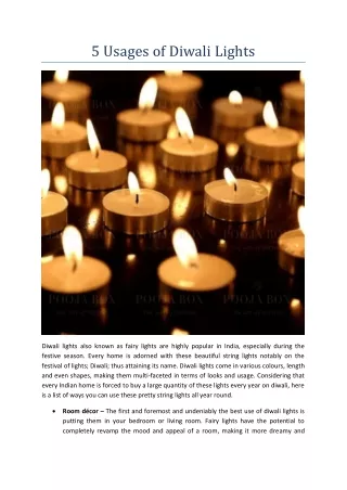 5 usages of diwali lights