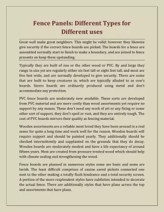 fence panels different types for different uses