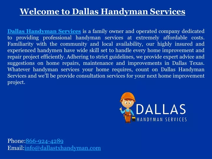welcome to dallas handyman services