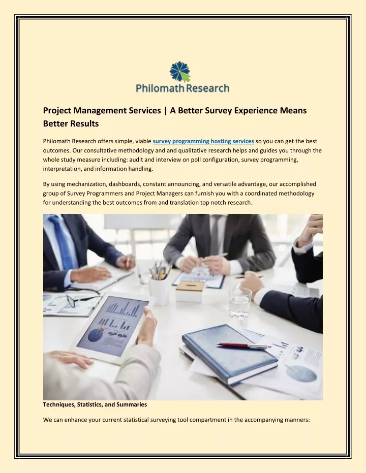 project management services a better survey