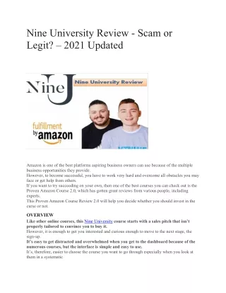 Nine University Review - Scam or Legit – 2021 Updated, updated