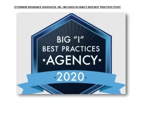 O’CONNOR INSURANCE ASSOCIATES, INC. INCLUDED IN IIABA’S 2020 BEST PRACTICES STUDY