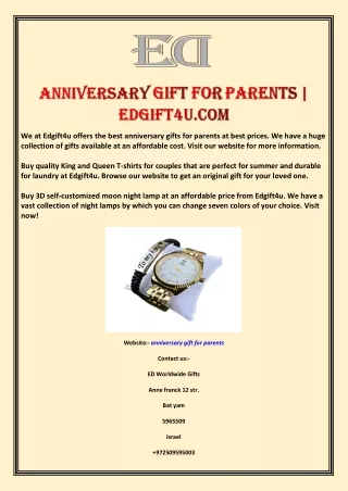 Anniversary Gift for Parents | Edgift4u.com