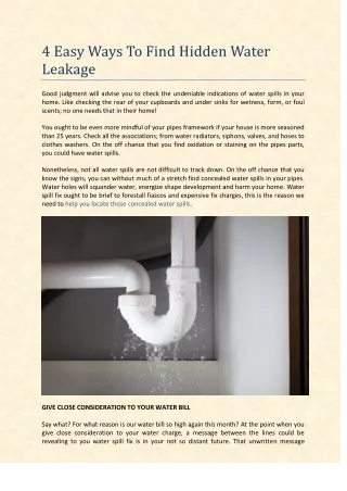 Find Hidden Water Leakage – Plumbing Services in Singapore