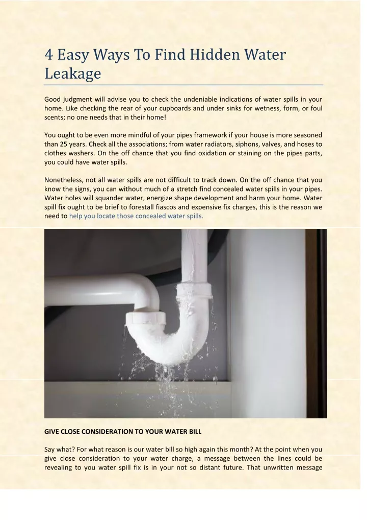 4 easy ways to find hidden water leakage