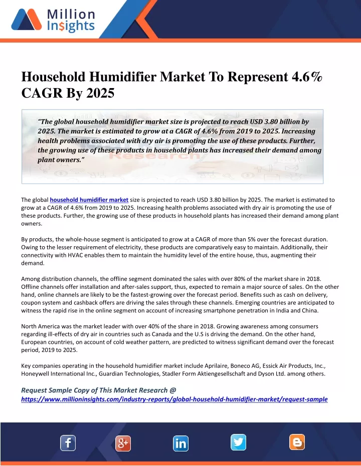 household humidifier market to represent 4 6 cagr