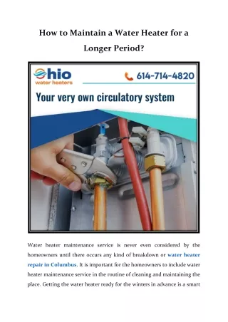 How to Maintain a Water Heater for a Longer Period?