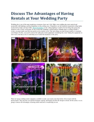 Discuss The Advantages of Having Rentals at Your Wedding Party