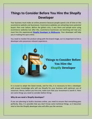 things to consider before you hire the shopify