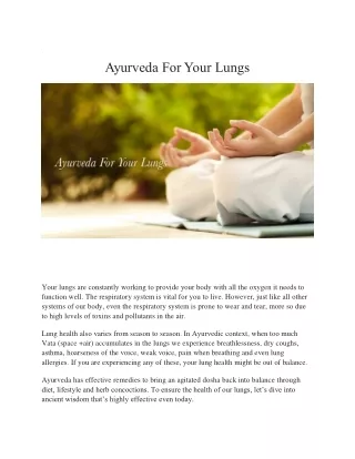 Ayurveda For Your Lungs | Kama Ayurveda