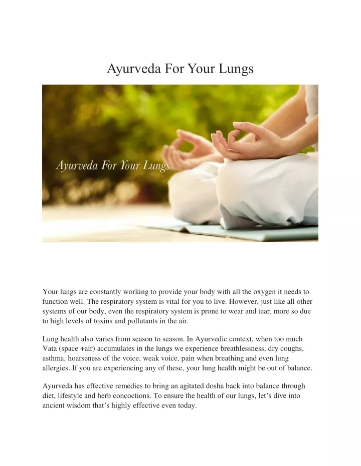 ayurveda for your lungs