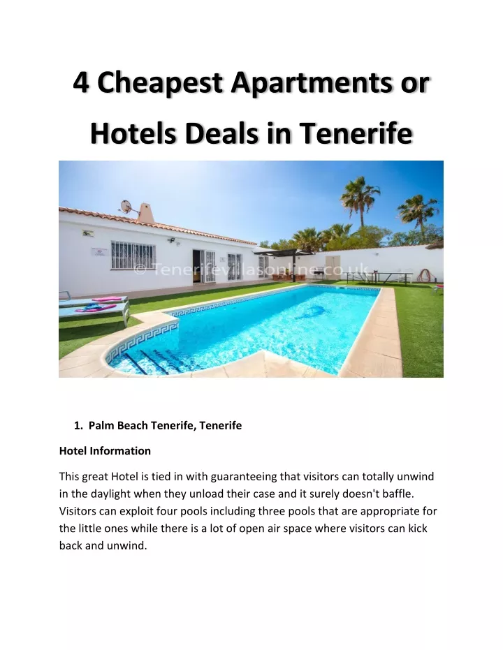 4 cheapest apartments or