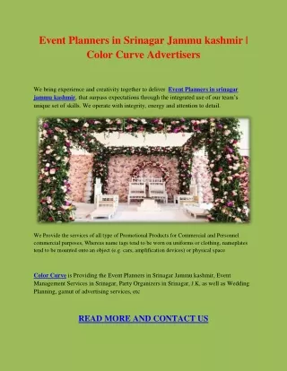 event planners in srinagar jammu kashmir color