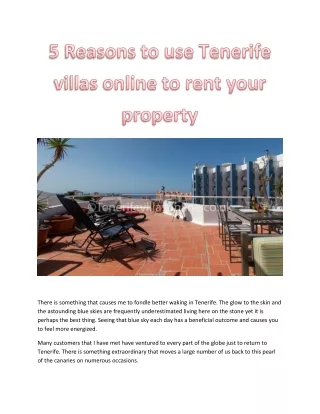 5 Reasons to use Tenerife villas online to rent your property