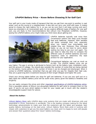 lifepo4 battery price know before choosing